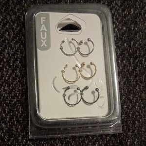 Claire's Faux Nose Rings Set - Silver and Gold